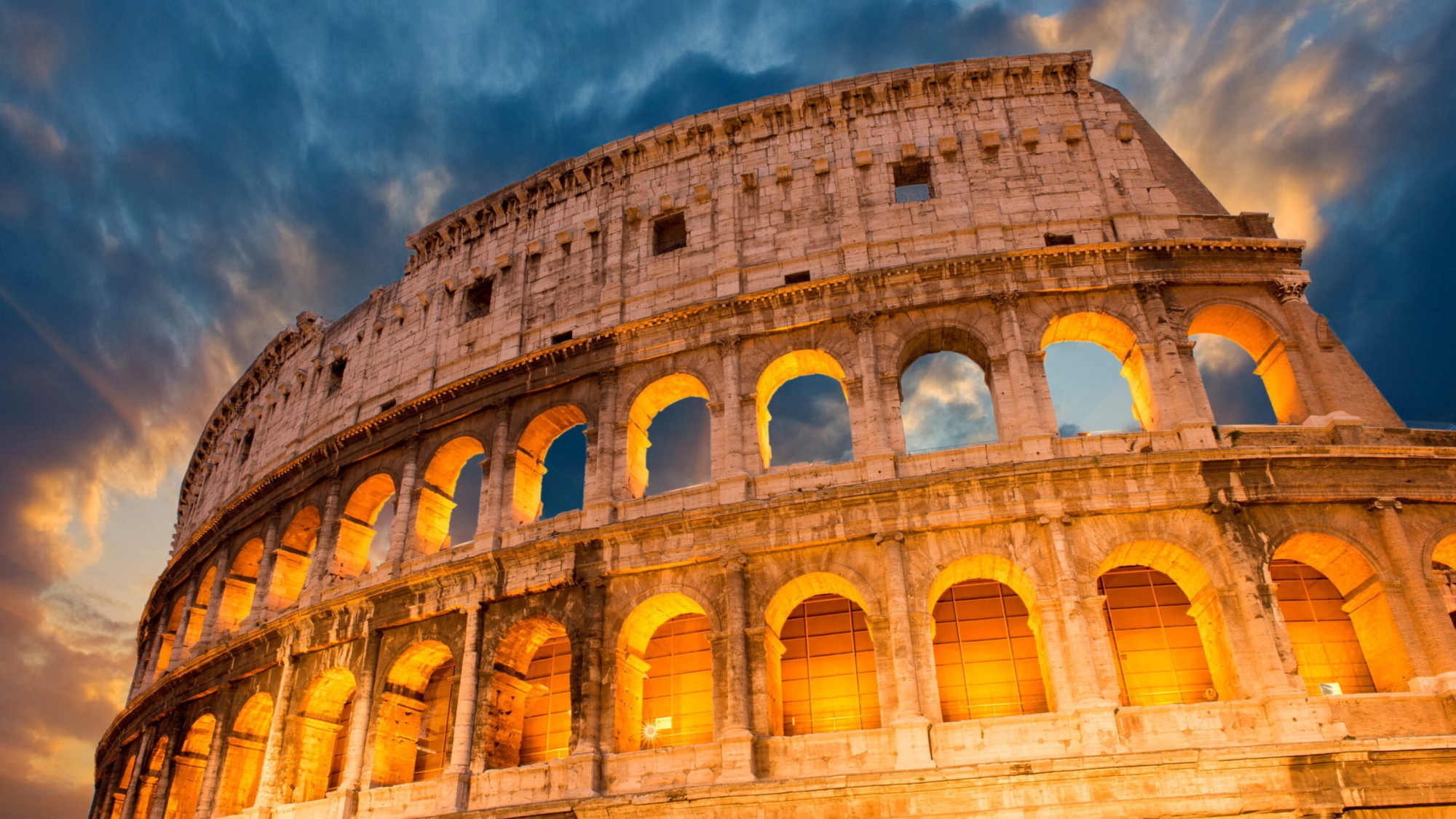 Colosseum Stadium Monument Stone Ancient Gladiator Night Rome Arena Sunset Sunshine Italy Old Historical Amphitheater Art Cool Wallpapers